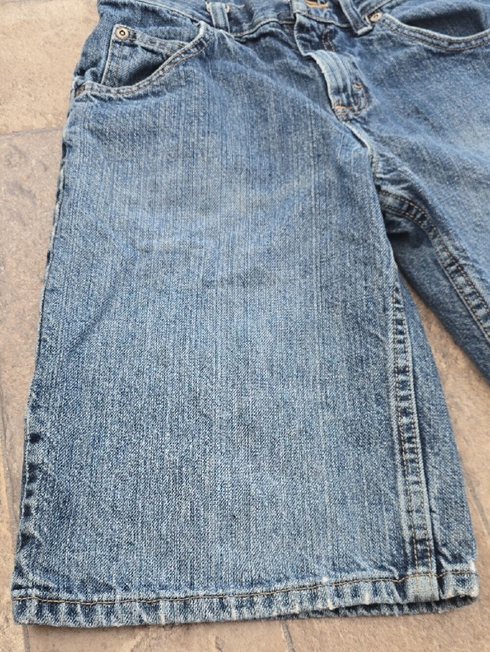 Lee Dark Blue Denim Shorts with Branded Button - Picture 2 of 14
